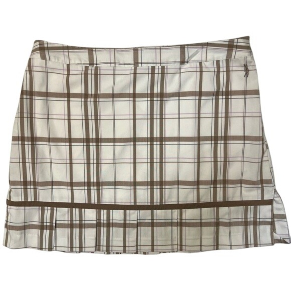Izod White, Brown &‎ Purple Plaid Pleated Golf Skort Size 12